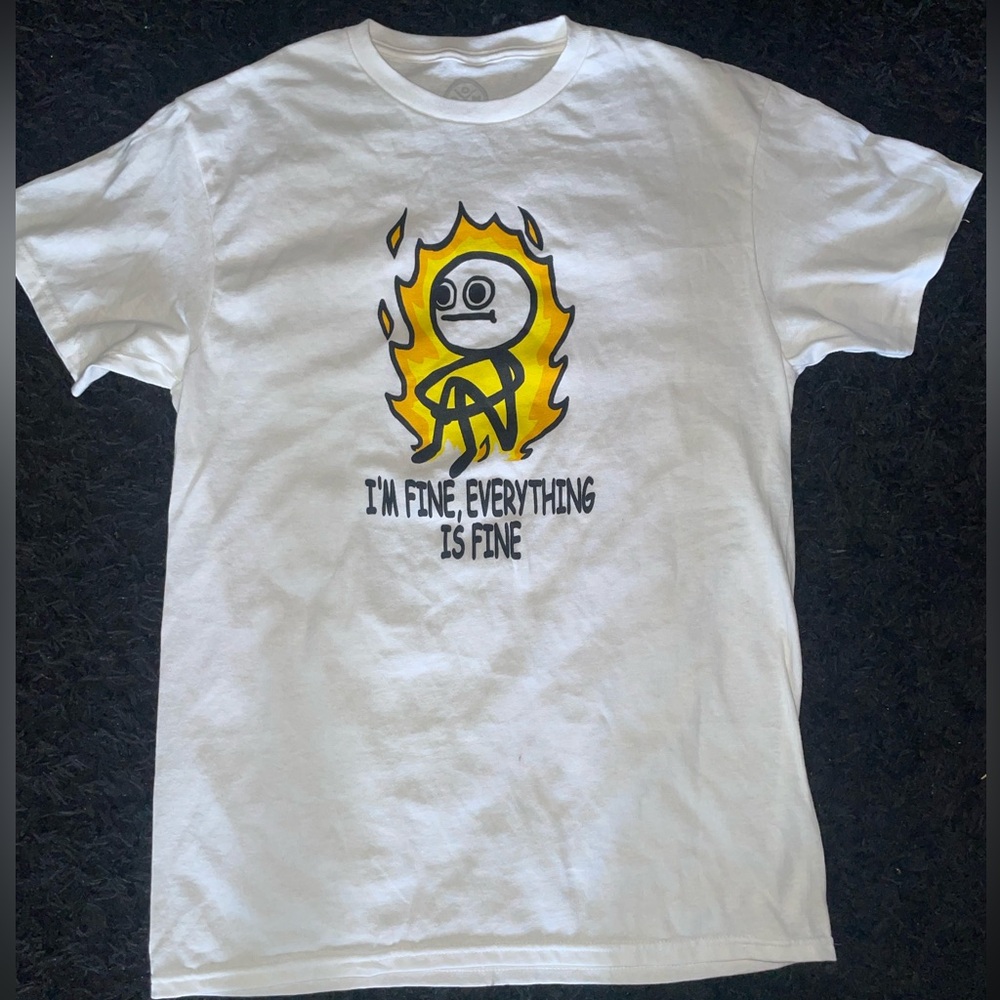 I'm Fine Stick Man Men's Graphic Tee with Short Sleeves, Size M